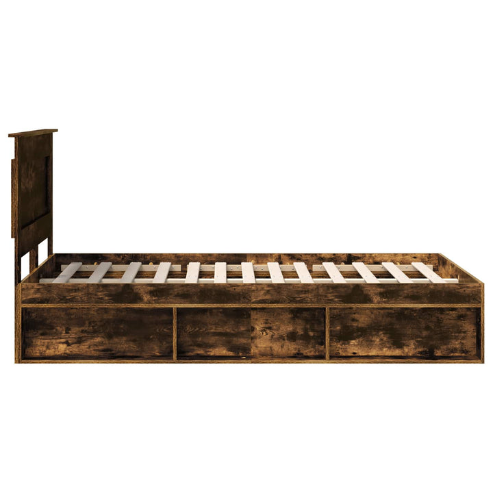 Sengestel med hovedgærde Røget eg 135 x 190 cm Massiv fyrretræ