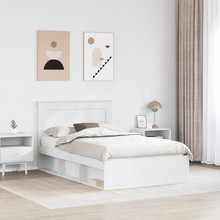 Sengestel med hovedgærde Hvid 120 x 190 cm Massiv fyrretræ