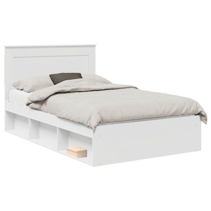 Sengestel med hovedgærde Hvid 120 x 190 cm Massiv fyrretræ
