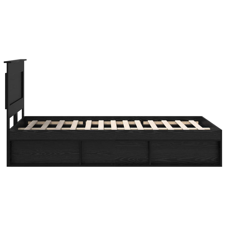 Sengestel med skuffe Sort 120 x 190 cm Massiv fyrretræ