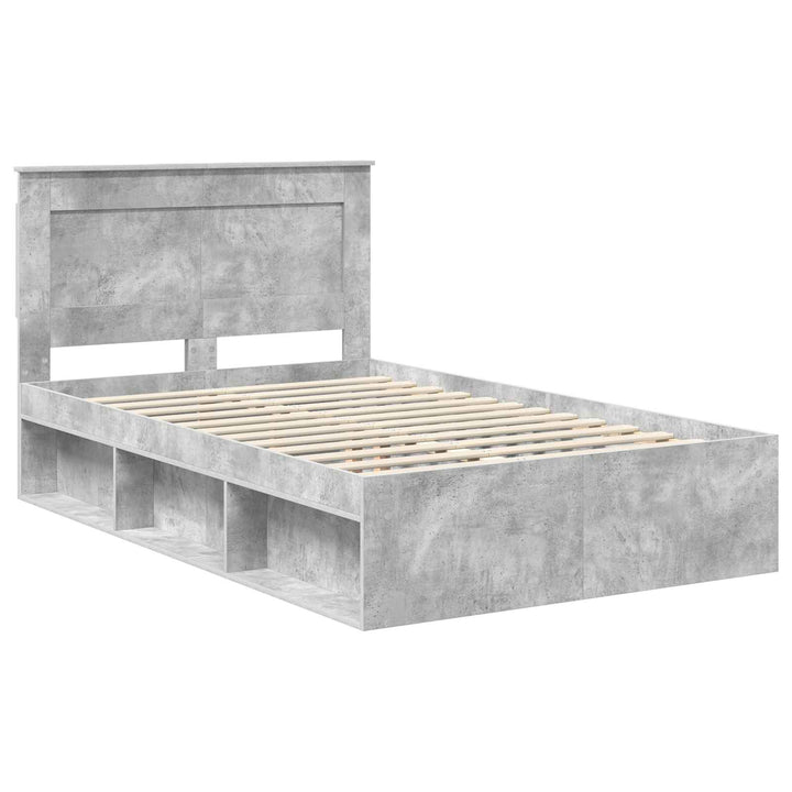 Sengestel med hovedgærde Beton 120 x 190 cm Massiv fyrretræ