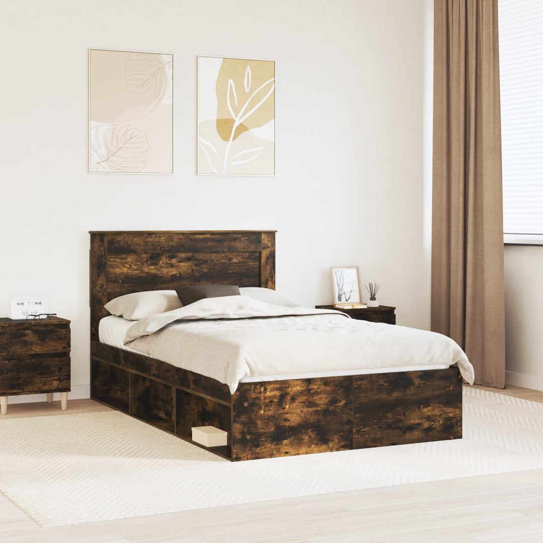 Sengestel med hovedgærde Røget eg 120 x 190 cm Massiv fyrretræ