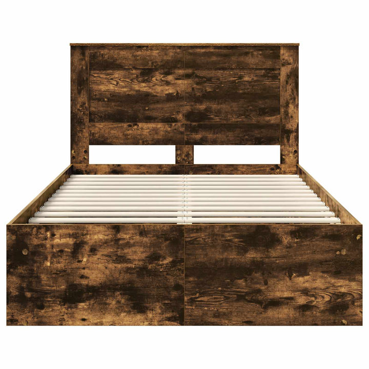 Sengestel med hovedgærde Røget eg 120 x 190 cm Massiv fyrretræ