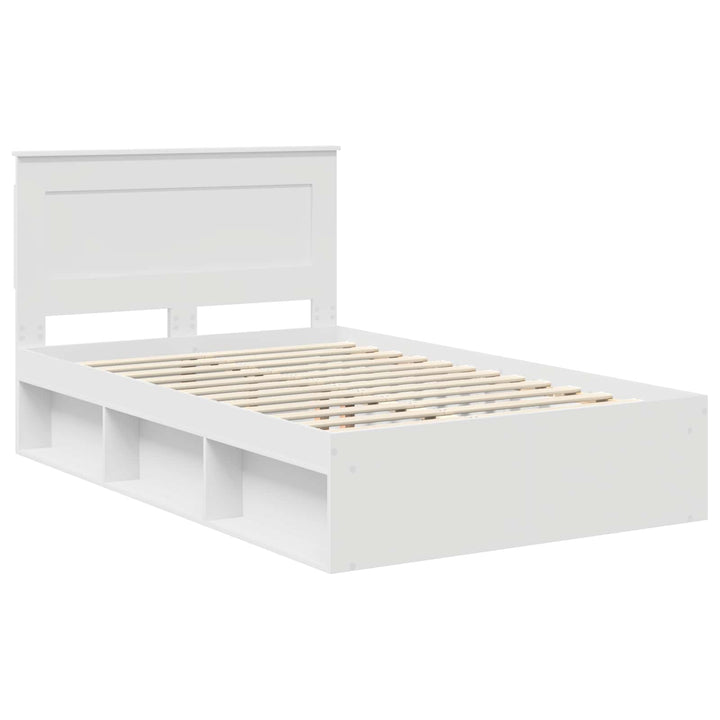Sengestel med hovedgærde Hvid 120 x 200 cm Massiv fyrretræ