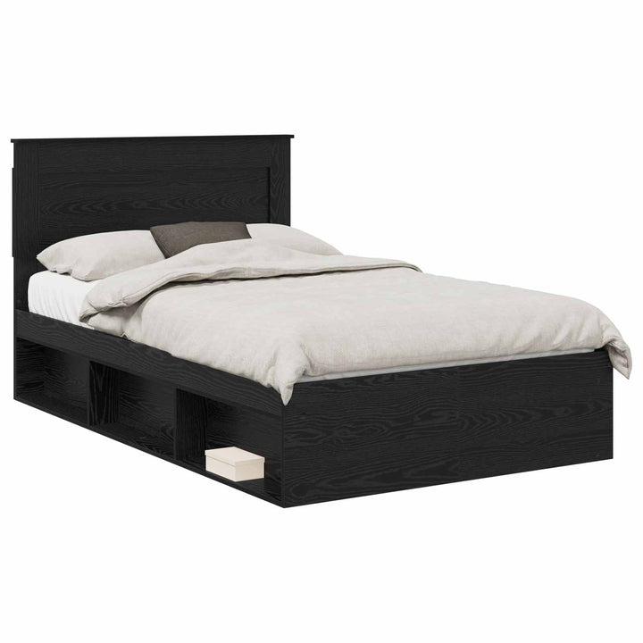 Sengestel med hovedgærde Sort 120 x 190 cm Massiv fyrretræ