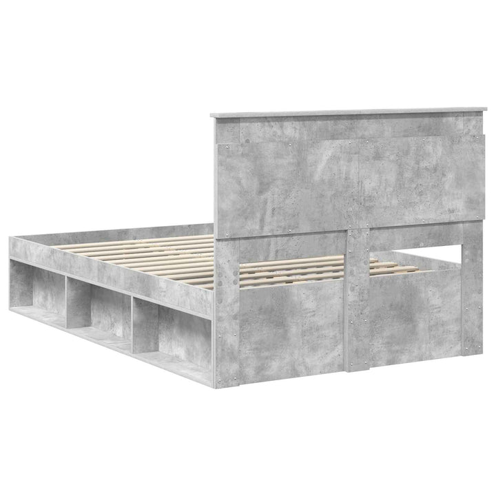Sengestel med hovedgærde Beton 120 x 200 cm Massiv fyrretræ