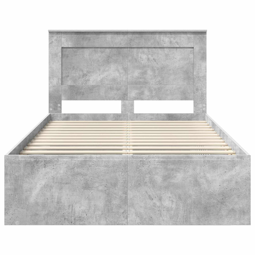 Sengestel med hovedgærde Beton 120 x 200 cm Massiv fyrretræ