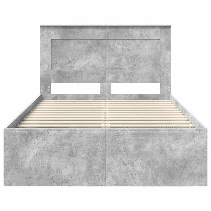 Sengestel med hovedgærde Beton 120 x 200 cm Massiv fyrretræ