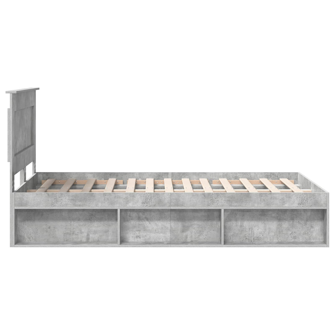 Sengestel med hovedgærde Beton 120 x 200 cm Massiv fyrretræ