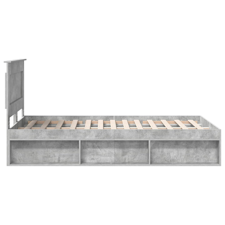 Sengestel med hovedgærde Beton 120 x 200 cm Massiv fyrretræ