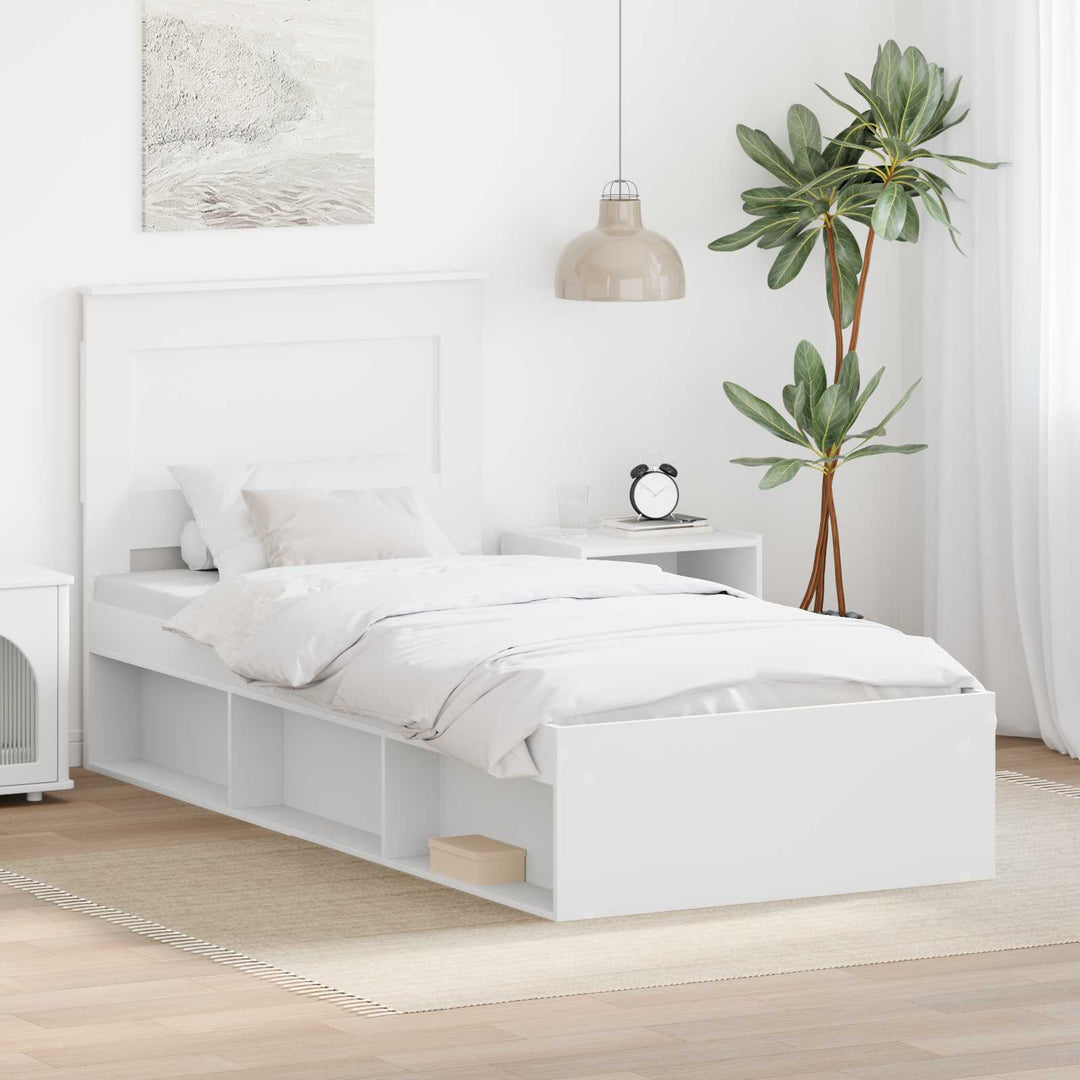 Sengestel med hovedgærde Hvid 100 x 200 cm Massiv fyrretræ