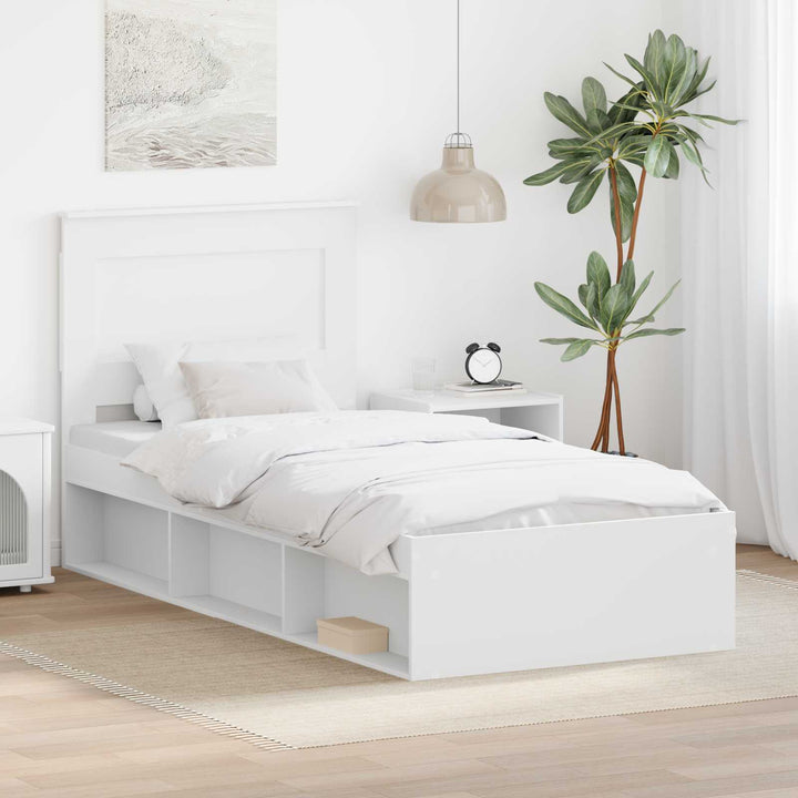 Sengestel med hovedgærde Hvid 100 x 200 cm Massiv fyrretræ