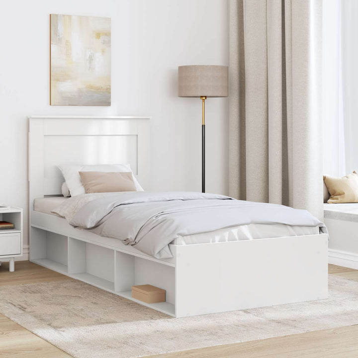 Sengestel med hovedgærde Hvid 100 x 200 cm Massiv fyrretræ