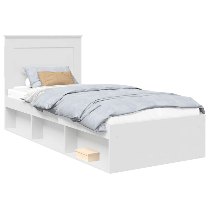 Sengestel med hovedgærde Hvid 100 x 200 cm Massiv fyrretræ