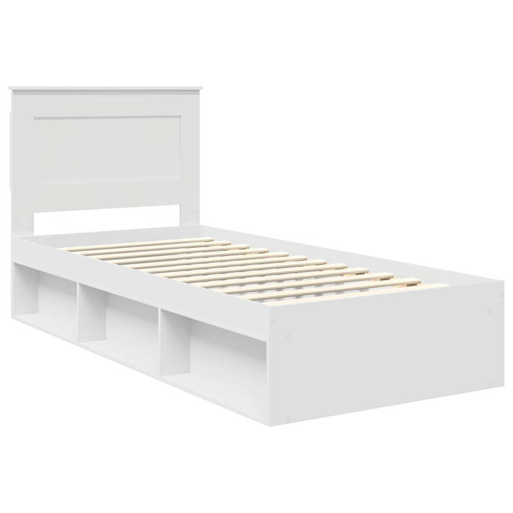 Sengestel med hovedgærde Hvid 100 x 200 cm Massiv fyrretræ
