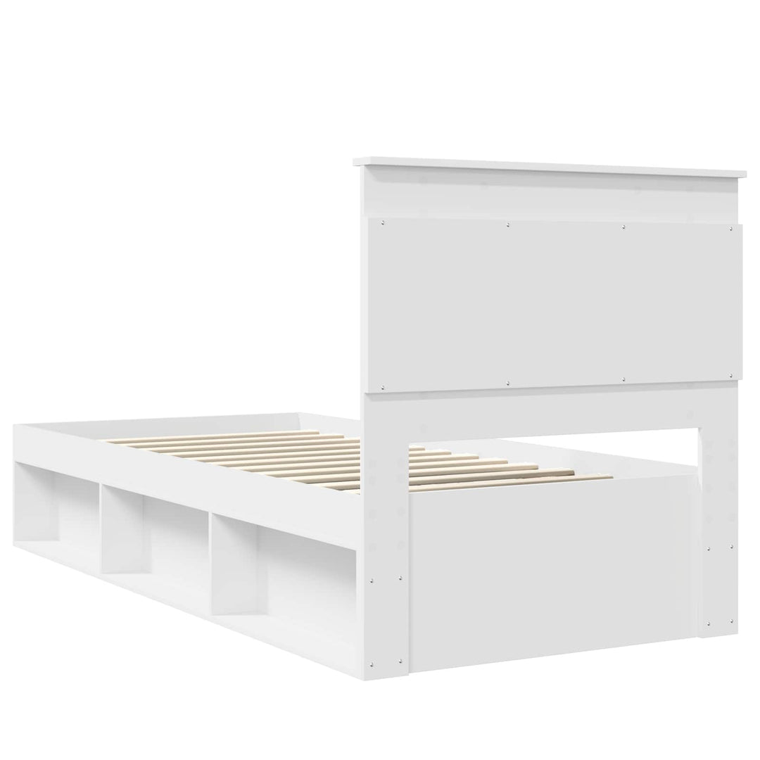 Sengestel med hovedgærde Hvid 100 x 200 cm Massiv fyrretræ
