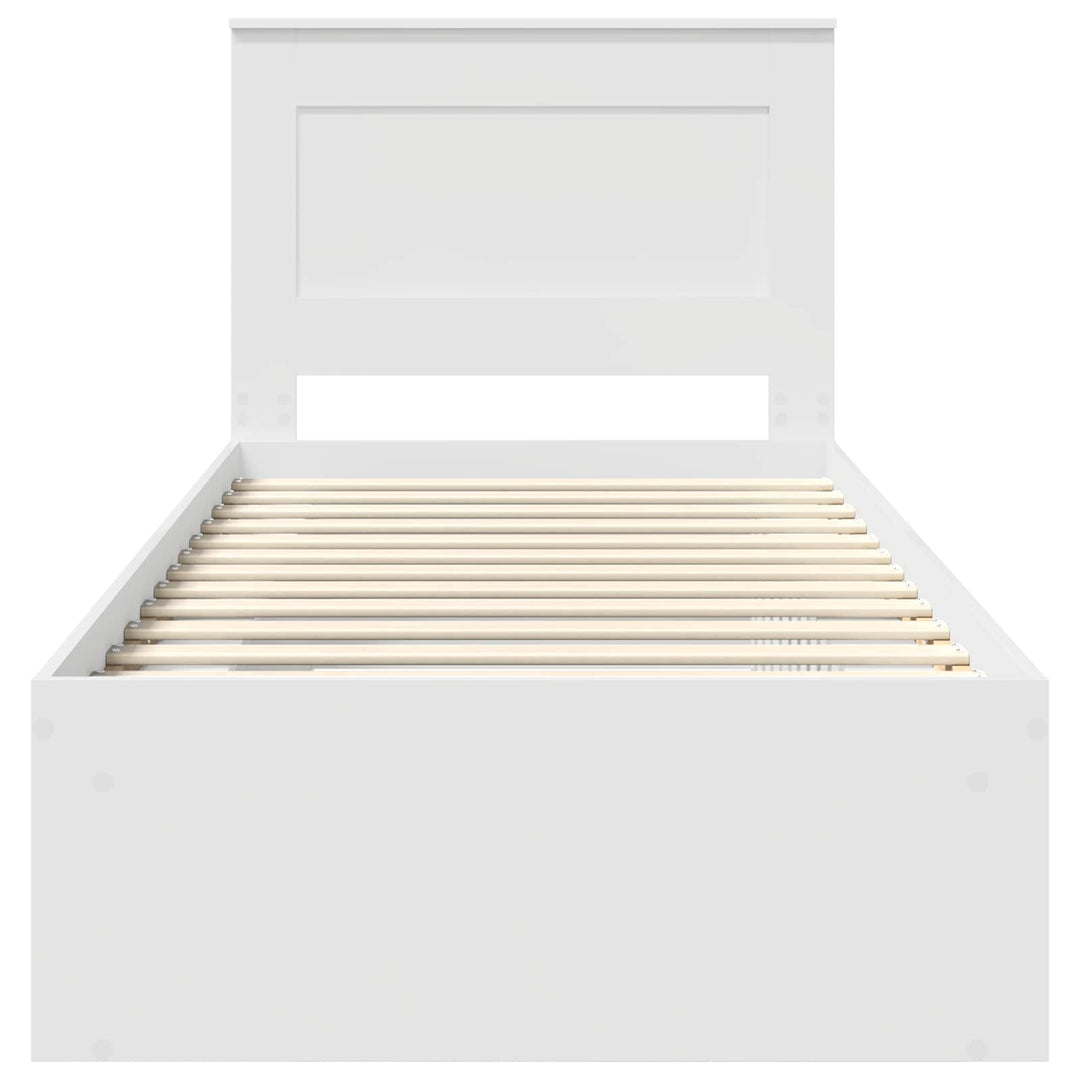 Sengestel med hovedgærde Hvid 100 x 200 cm Massiv fyrretræ