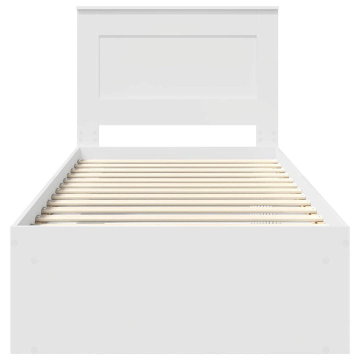 Sengestel med hovedgærde Hvid 100 x 200 cm Massiv fyrretræ