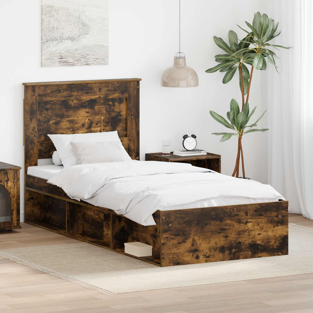 Sengestel med hovedgærde Røget eg 90 x 190 cm Massiv fyrretræ