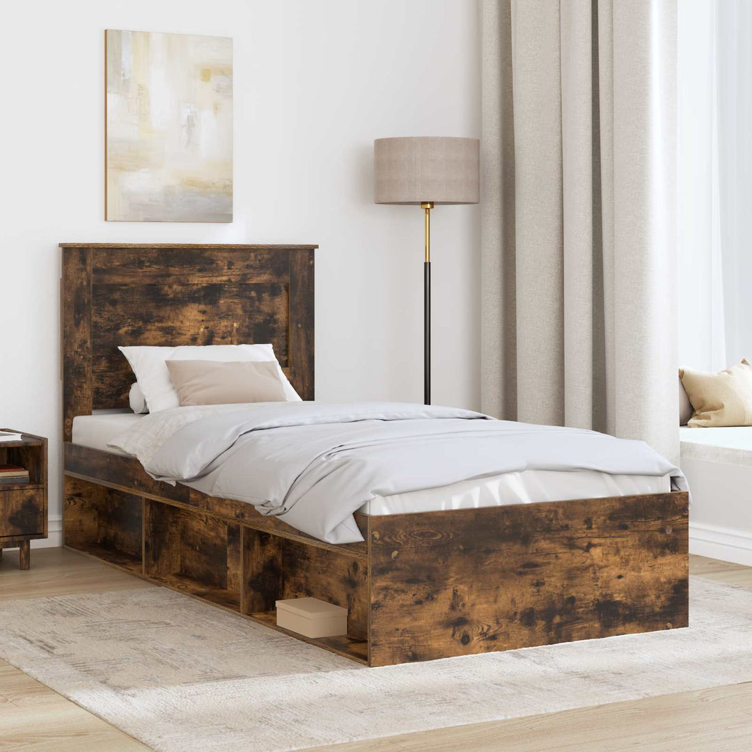 Sengestel med hovedgærde Røget eg 90 x 190 cm Massiv fyrretræ