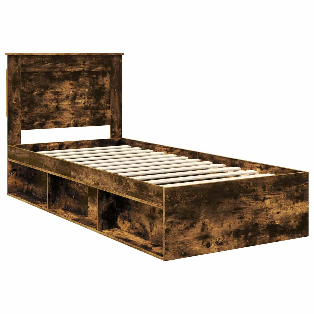 Sengestel med hovedgærde Røget eg 90 x 190 cm Massiv fyrretræ