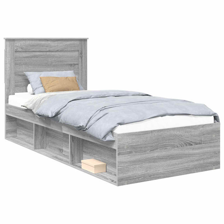 Sengestel med hovedgærde Grå Sonoma 90 x 190 cm Massiv fyrretræ