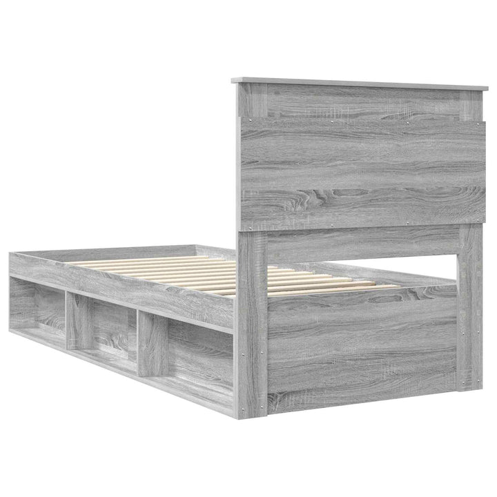 Sengestel med hovedgærde Grå Sonoma 90 x 190 cm Massiv fyrretræ