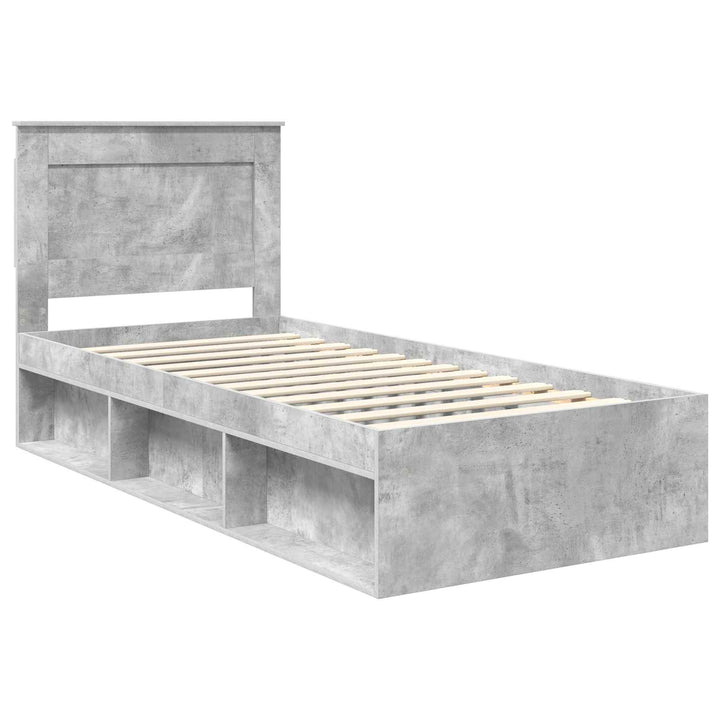Sengestel med hovedgærde Beton 90 x 200 cm Massiv fyrretræ
