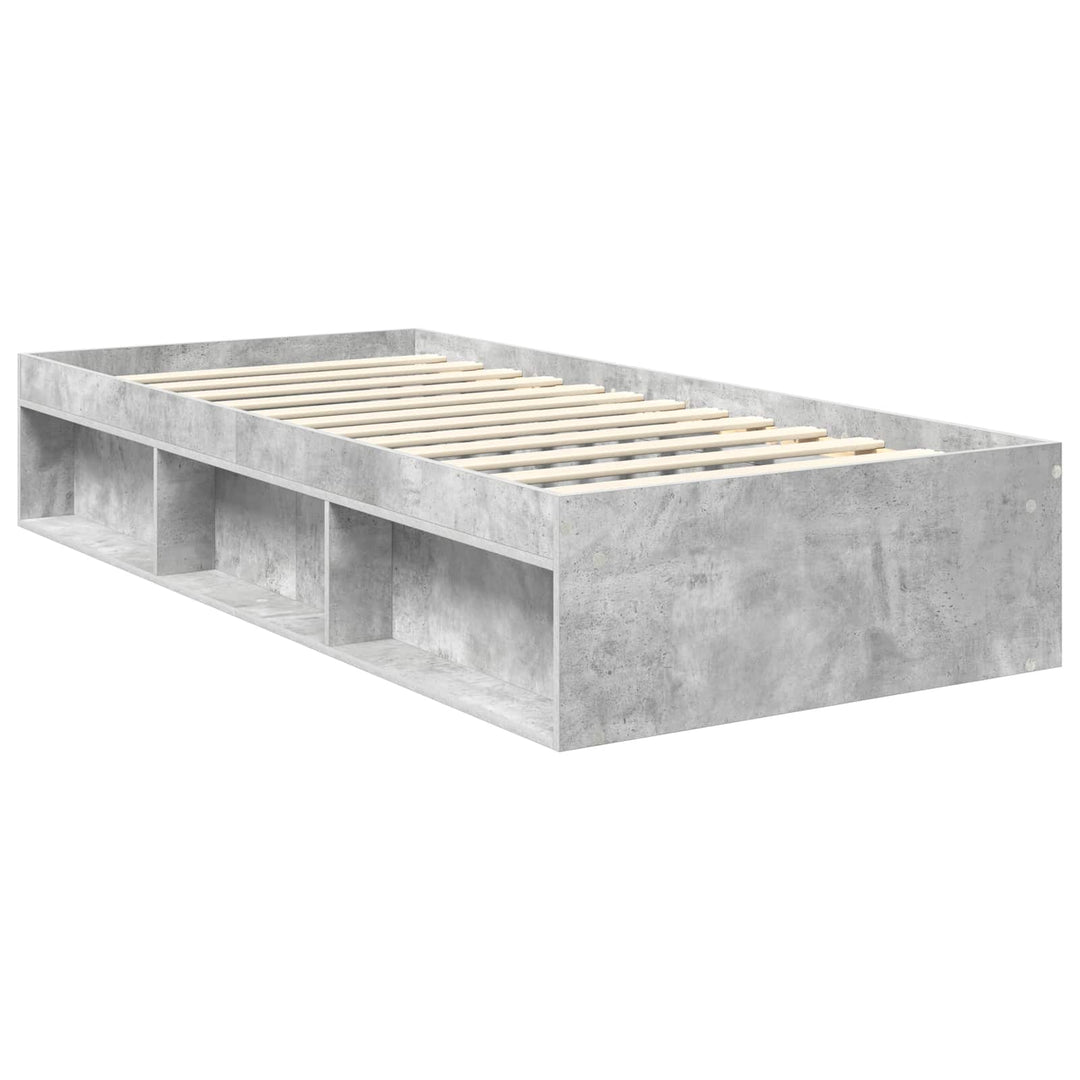 Sengestel med hovedgærde Beton 90 x 200 cm Massiv fyrretræ