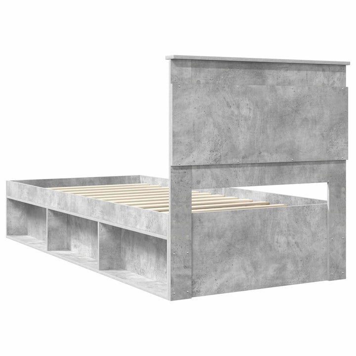 Sengestel med hovedgærde Beton 90 x 200 cm Massiv fyrretræ