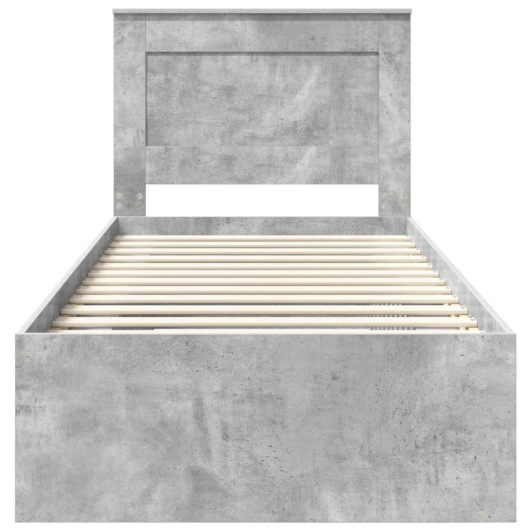 Sengestel med hovedgærde Beton 90 x 200 cm Massiv fyrretræ