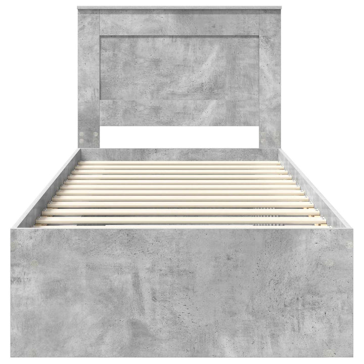 Sengestel med hovedgærde Beton 90 x 200 cm Massiv fyrretræ