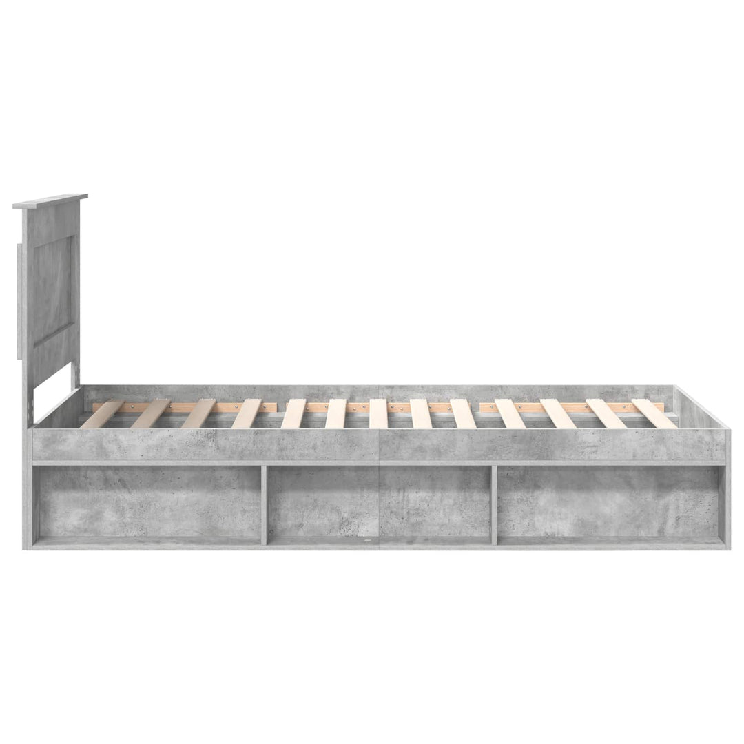 Sengestel med hovedgærde Beton 90 x 200 cm Massiv fyrretræ