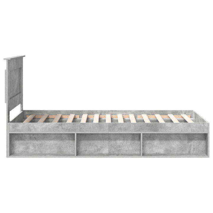 Sengestel med hovedgærde Beton 90 x 200 cm Massiv fyrretræ