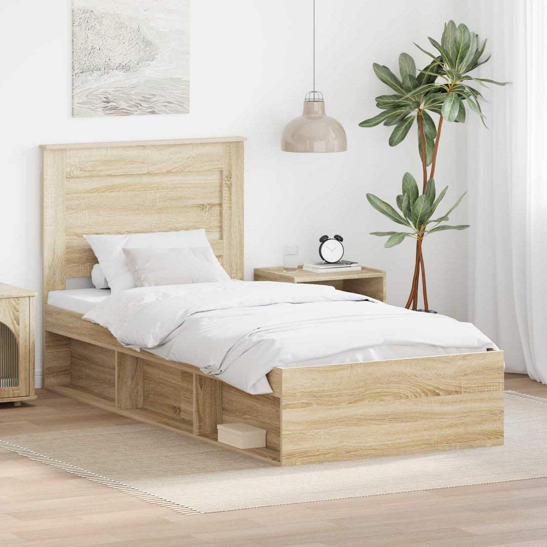 Sengestel med skuffe Sonoma eg 75 x 190 cm Massiv fyrretræ