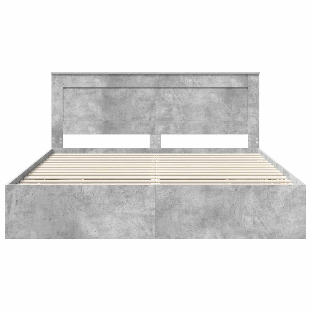 Sengestel med skuffe Beton Grå 200 x 200 cm Ingeniørtræ