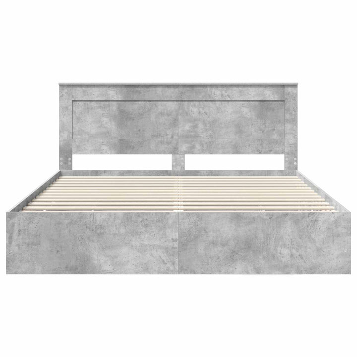 Sengestel med skuffe Beton Grå 200 x 200 cm Ingeniørtræ