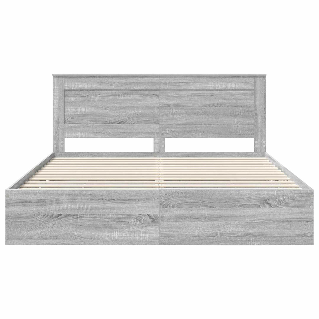 Sengestel med skuffe Grå Sonoma 200 x 200 cm Ingeniørtræ