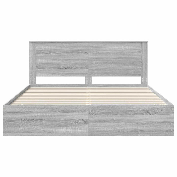 Sengestel med skuffe Grå Sonoma 200 x 200 cm Ingeniørtræ