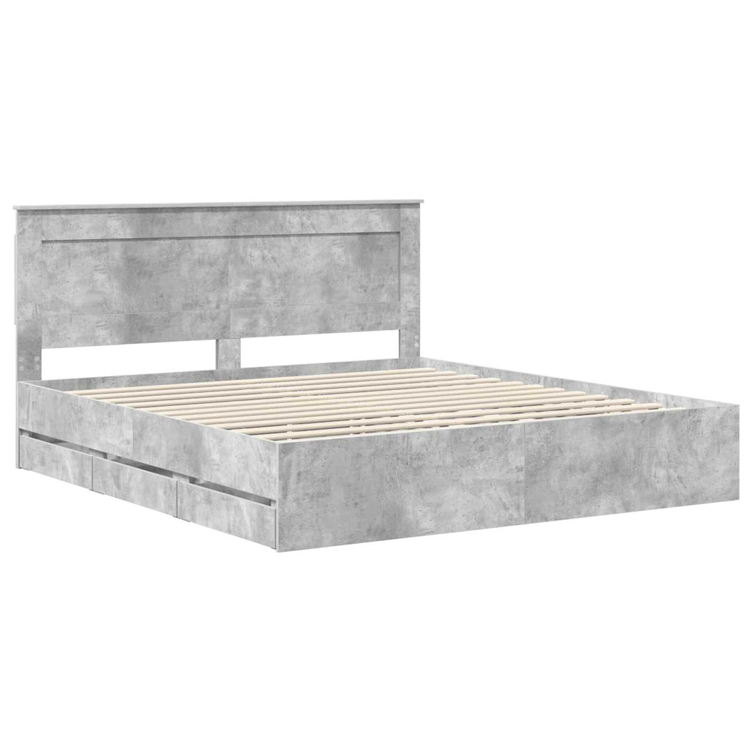 Sengestel med skuffe Beton Grå 180 x 200 cm Ingeniørtræ