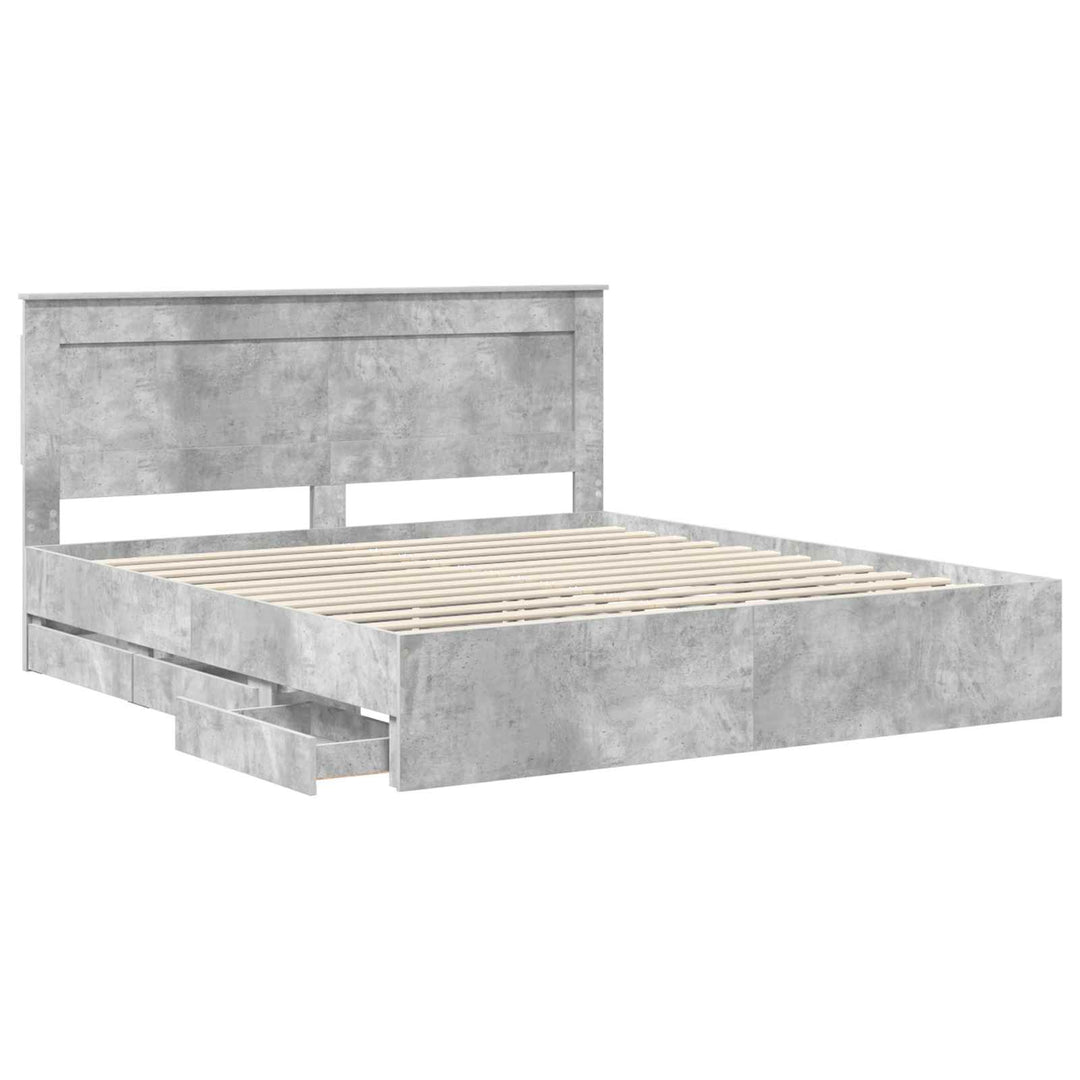 Sengestel med skuffe Beton Grå 180 x 200 cm Ingeniørtræ