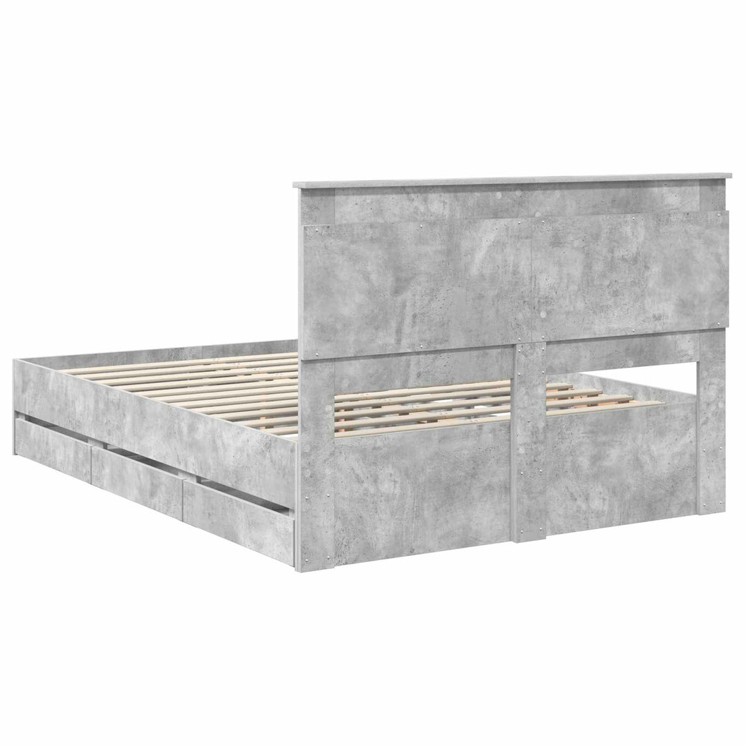 Sengestel med skuffe Beton Grå 150 x 200 cm Ingeniørtræ