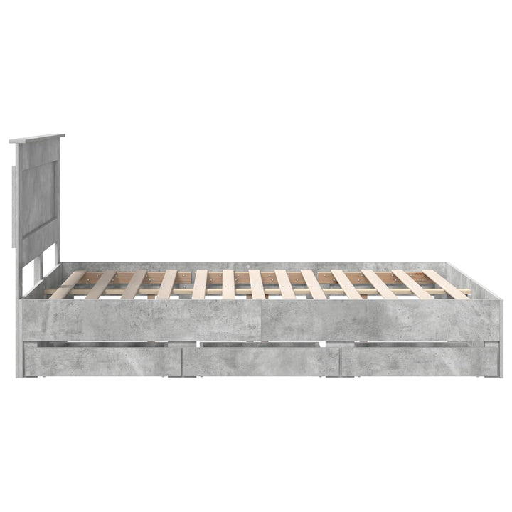 Sengestel med skuffe Beton Grå 150 x 200 cm Ingeniørtræ