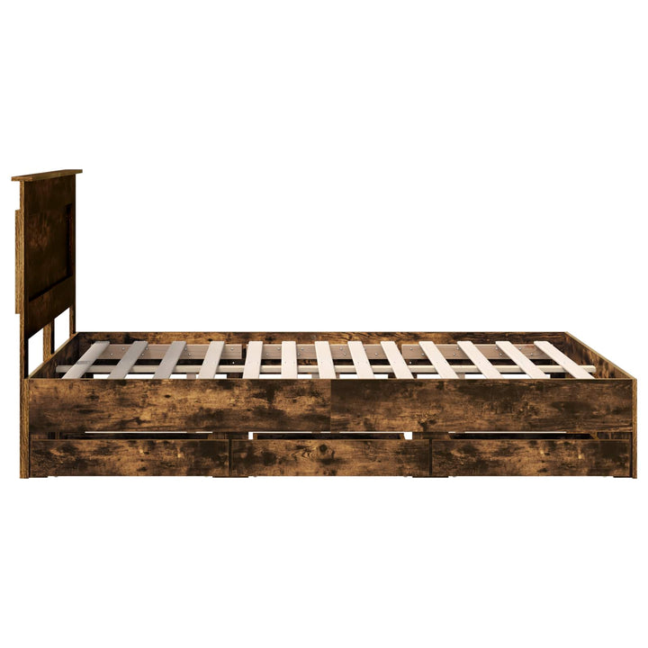 Sengestel med skuffe Røget eg 140 x 190 cm Ingeniørtræ
