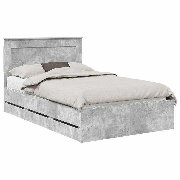 Sengestel med skuffe Beton Grå 135 x 190 cm Ingeniørtræ