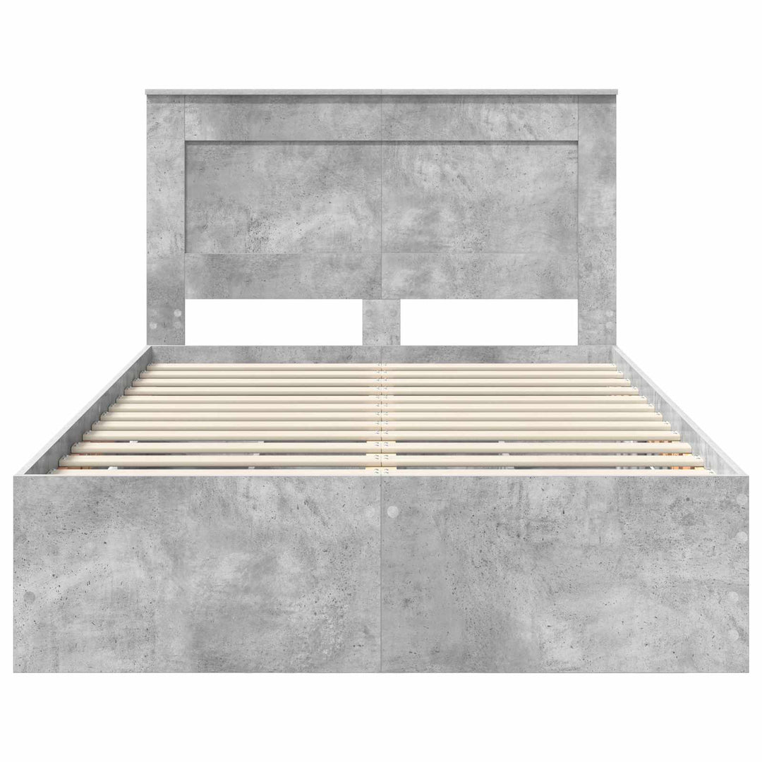 Sengestel med skuffe Beton Grå 135 x 190 cm Ingeniørtræ