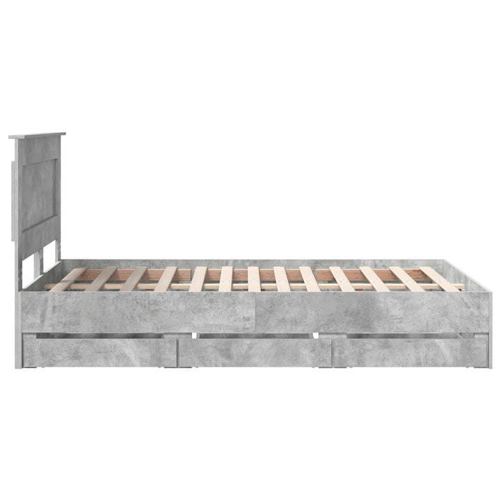 Sengestel med skuffe Beton Grå 135 x 190 cm Ingeniørtræ