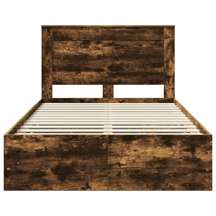 Sengestel med skuffe Røget eg 135 x 190 cm Ingeniørtræ