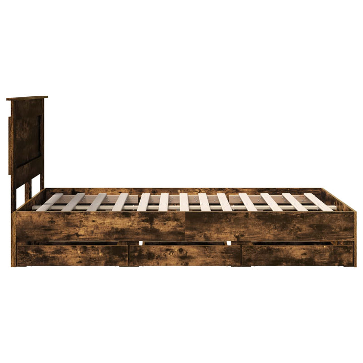 Sengestel med skuffe Røget eg 135 x 190 cm Ingeniørtræ
