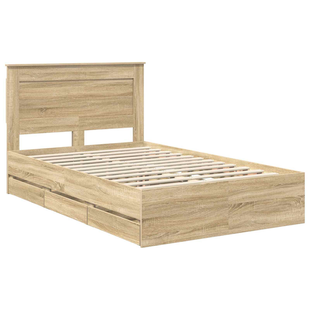 Sengestel med skuffe Sonoma eg 120 x 190 cm Ingeniørtræ